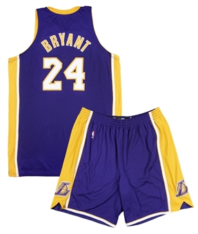 2007-08 Kobe Bryant Game Used Los Angeles Lakers Road Uniform: Jersey & Shorts (DC Sports & Sports Investors Authentication)